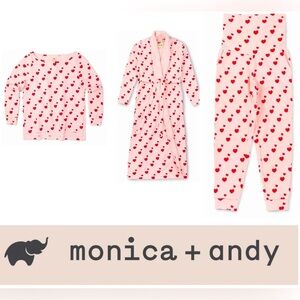Monica + Andy 3 piece maternity heart print pajamas S